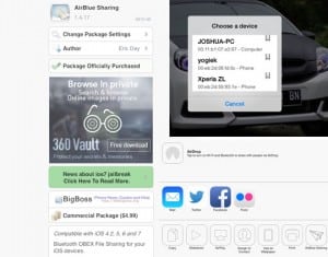 Tampilan Airblue Sharing di aplikasi